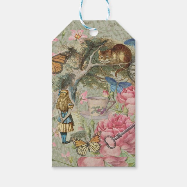 Étiquettes-cadeau Alice Cheshire Chat Wonderland Tree Garden (Devant)