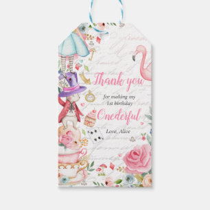 Étiquettes-cadeau Alice dans l'Onederland 1er anniversaire Mad Tea P