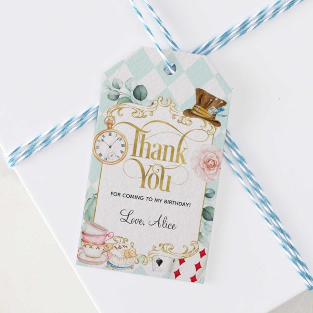 Étiquettes-cadeau Alice merveilleland fêté fêté de thé fêté cadeau t (Créateur téléchargé)