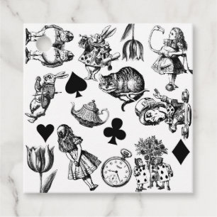 Étiquettes Cadeau Alice White Rabbit Wonderland Classic