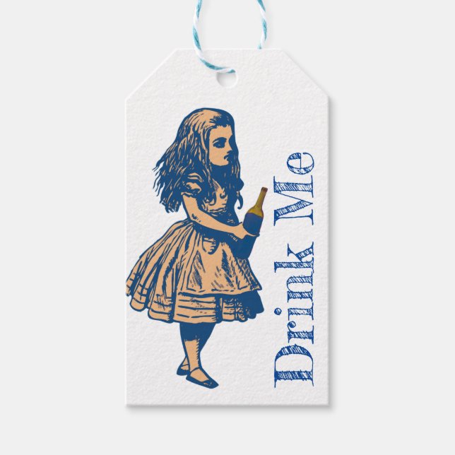Étiquettes-cadeau Alice Wonderland Silhouette Drink Me Navy Balise C (Devant)