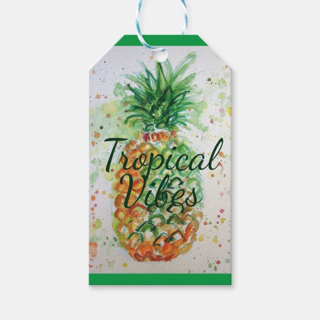 Étiquettes-cadeau Alimentation en ananas Vibes tropicales Vibes oran (Devant)