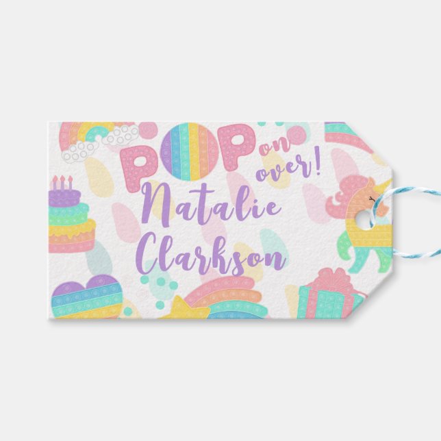 Étiquettes-cadeau Allez-y ! Pastel pop it anniversaire enfant (Devant (Horizontal))