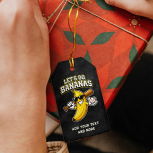 Étiquettes-cadeau Allons Bananes Baseball Rétro Banane Drôle