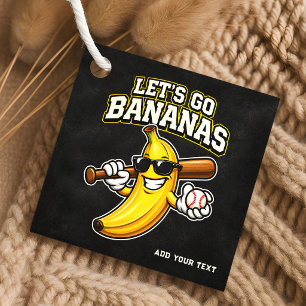 Étiquettes Cadeau Allons Bananes Baseball Rétro Banane Drôle