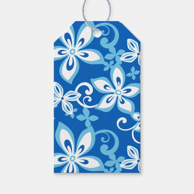 Étiquettes-cadeau ALOHA HAWAII (BLEU x 2) CADEAUX (Devant)
