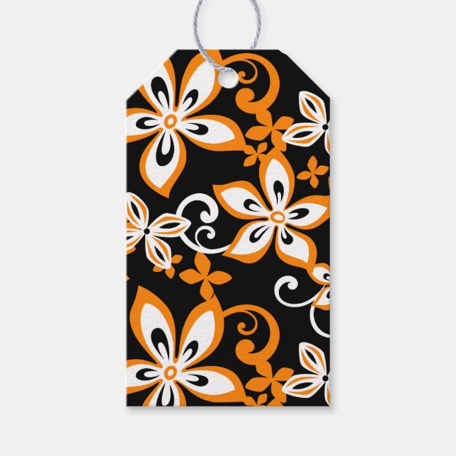 ÉTIQUETTES-CADEAU ALOHA HAWAII (NOIR/ORANGE) CADEAUX (Devant)