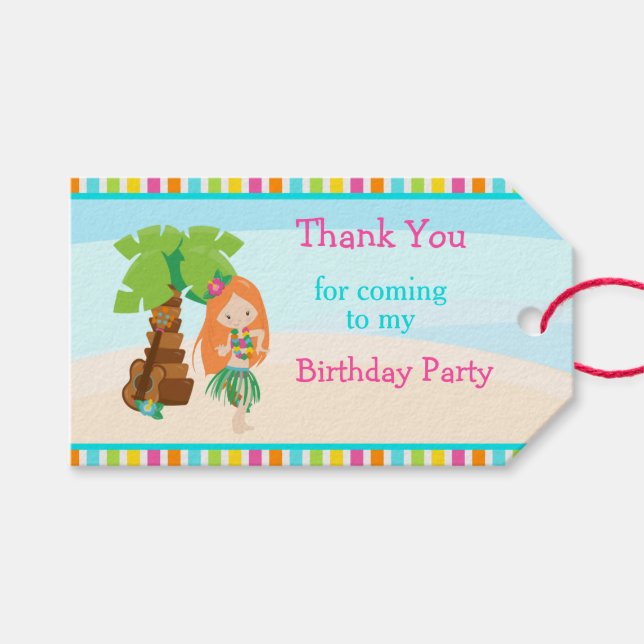 Étiquettes-cadeau Aloha Red Hair Girl (Devant (Horizontal))