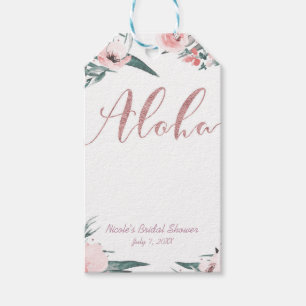 Étiquettes-cadeau Aloha Rose Tropical Floral Fête de Mariage d'Été