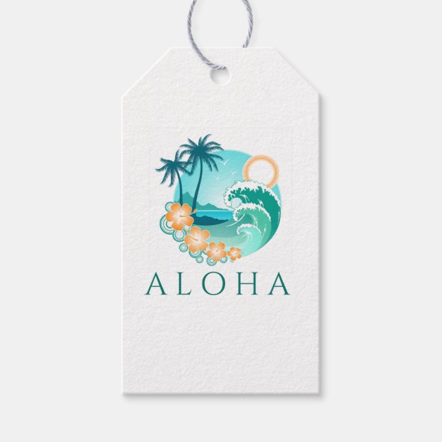 Étiquettes-cadeau Aloha Tropical (Devant)