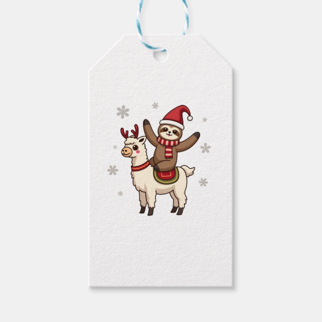 Étiquettes-cadeau Alpaca Sloth Christmas (1) (Devant)