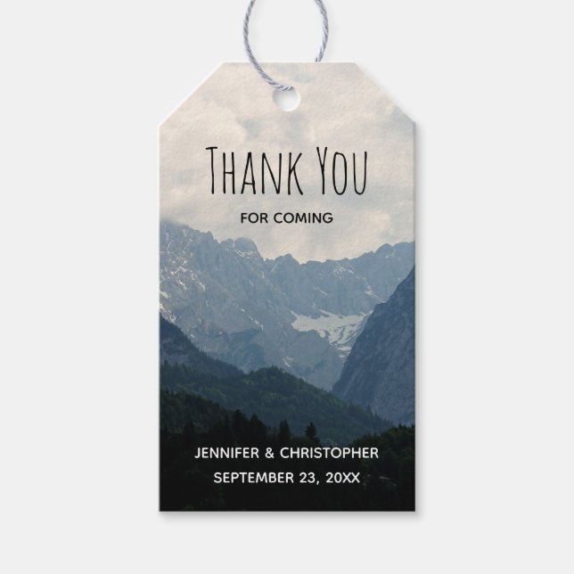 Étiquettes-cadeau Alpine Mountains Nature Mariage campagnard photo (Devant)