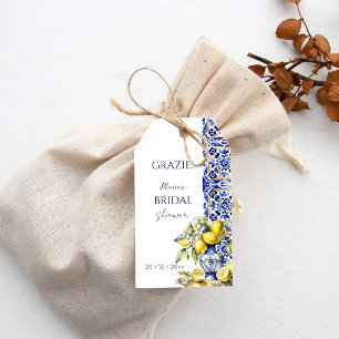 Étiquettes-cadeau Amalfi bleu tuiles italiennes citrons merci pour