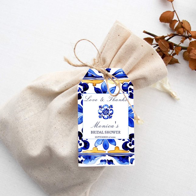 Étiquettes-cadeau Amalfi Vietri tuiles italienne douche nuptiale fav (Amalfi Vietri tiles Italian themed  bridal shower favor Gift Tags Majolica Talavero Azulejo tiles)