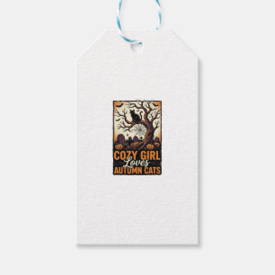 Étiquettes-cadeau Amateur de chat d'automne Vintage Halloween Fille