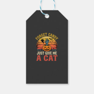 Étiquettes-cadeau Amateur de chat Halloween Oublier Bonbons Graphiqu