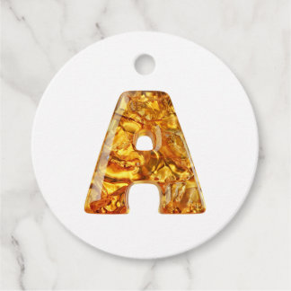 Étiquettes Cadeau Ambre Monogramme A Ornement - Conception personnal