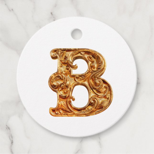 Étiquettes Cadeau Ambre Monogramme B ornement - Conception personnal (Devant)