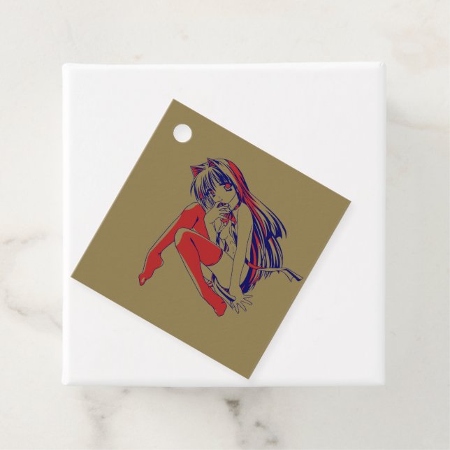 Étiquettes Cadeau Américain Manga Neko Catgirl Kawaii Anime (En situation)