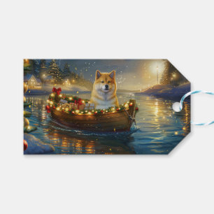 Étiquettes-cadeau American Akita Christmas Festive Voyage