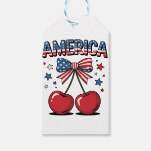 Étiquettes-cadeau American Coquette Bow Cherche esthétique USA Drape
