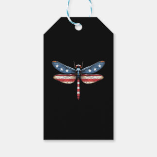 Étiquettes-cadeau American Flag Dragonfly Patriotic 4th of July Red 