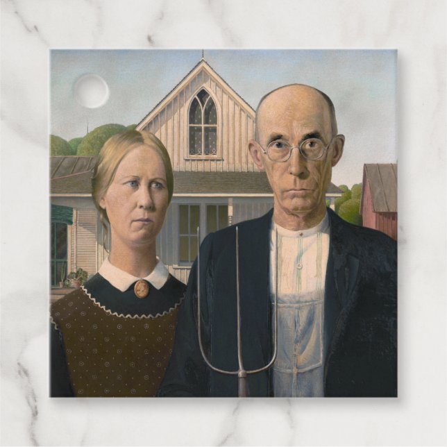 Étiquettes Cadeau American Gothic : Vie rurale pauvre paysan (Devant)