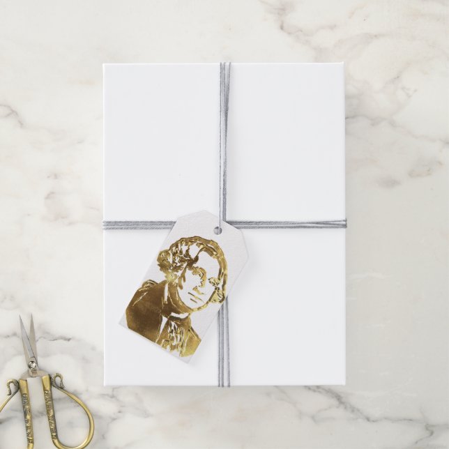 Étiquettes-cadeau American Président George Washington Portrait Gold (Avec de la ficelle)