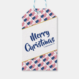 Étiquettes-cadeau AMÉRIQUE US Custom Joyeux Noël Bible Écriture