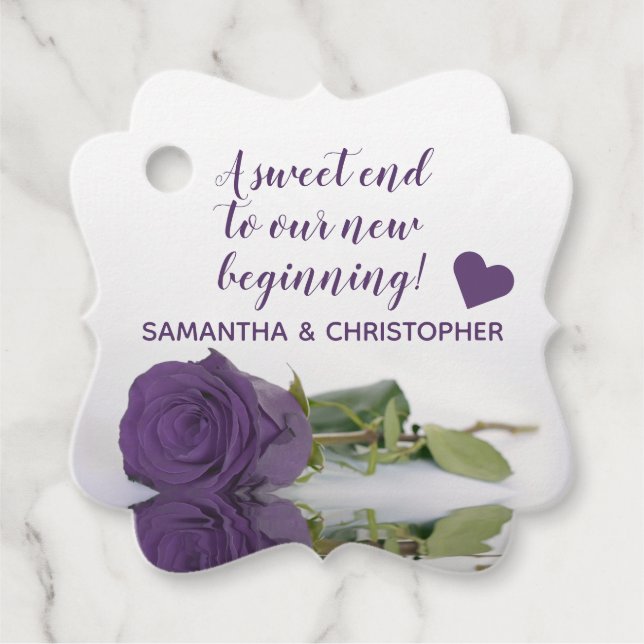 Étiquettes Cadeau Améthyste Purple Rose Sweet End Nouveau début (Devant)