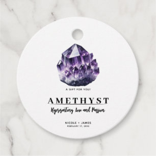 Étiquettes Cadeau Améthyste Violet Calme Quartz Mariage cristal