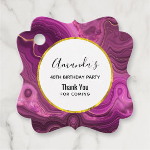 Étiquettes Cadeau Améthyste Violet Et Merci D'Agate Abstrait Or