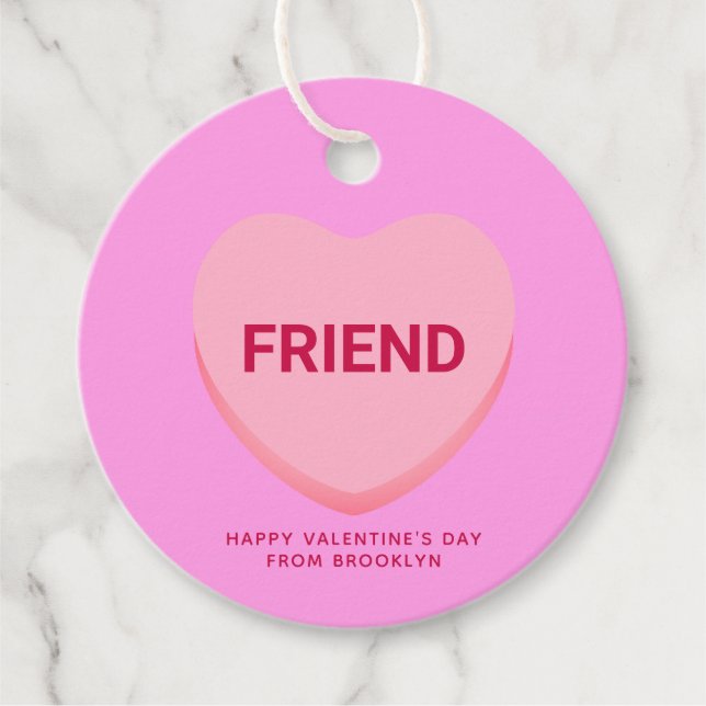 Étiquettes Cadeau Ami conversation rose coeur Saint Valentin (Devant)