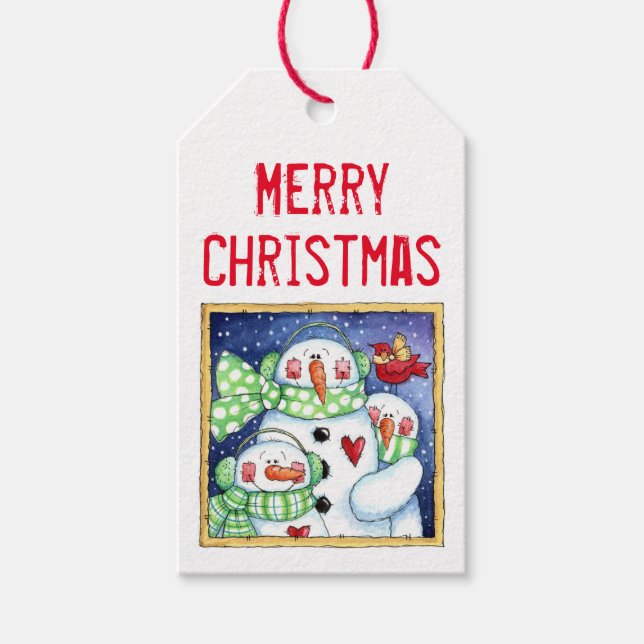 Étiquettes-cadeau Amis Snowman (Devant)