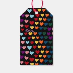 Étiquettes-cadeau Amour avec arc-en-ciel de cœurs
