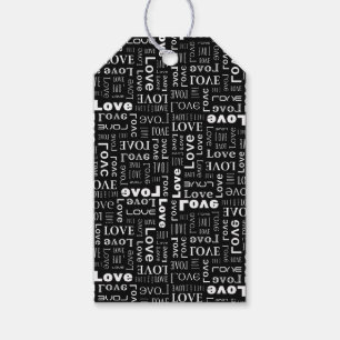 Étiquettes-cadeau Amour blanc fond noir