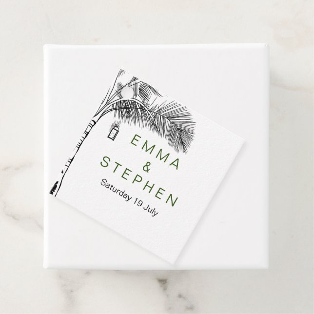 Étiquettes Cadeau Amour côtier Plage de sable Ligne minimale Mariage (En situation)