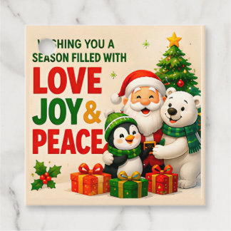 Étiquettes Cadeau Amour de Noël Joie Paix Père Noël Famille Célébrat
