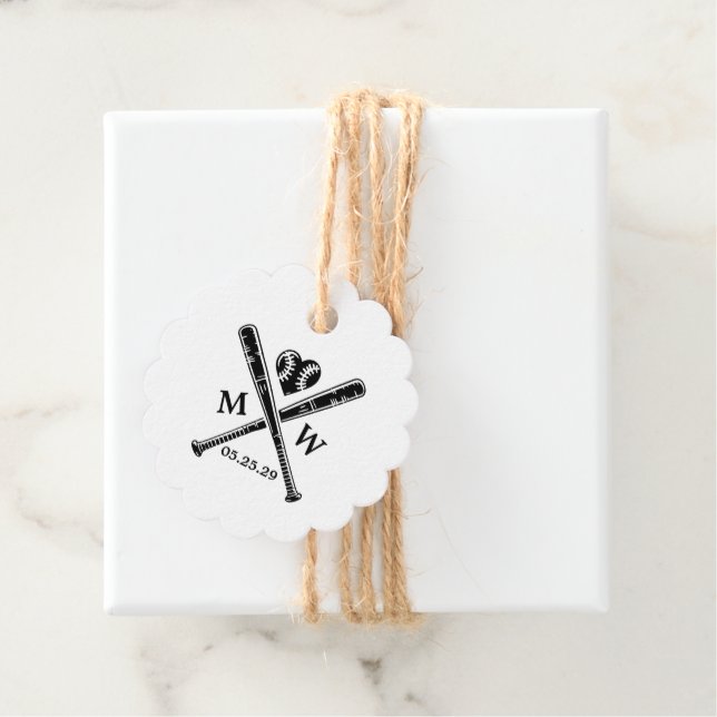 Étiquettes Cadeau Amour du baseball (En situation)