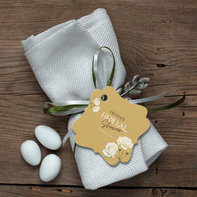 Étiquettes Cadeau Amour en Fleur avec la Baby Shower aux Roses Blanc (Créateur téléchargé)