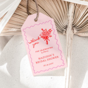 Étiquettes-cadeau Amour en Fleur Rose Rouge Accueil de la Mariée