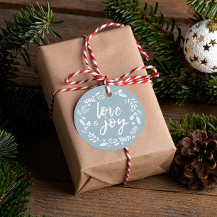 Étiquettes Cadeau Amour et Joie Festifs Joyeuses Fêtes Personnalisée