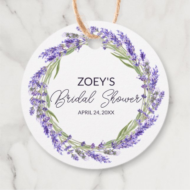 Étiquettes Cadeau Amour et Lavender | Élégante Fête des mariées flor (Dos)