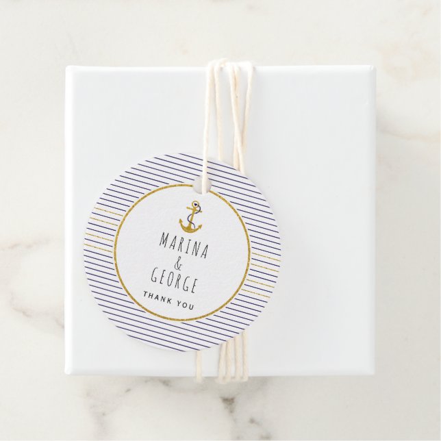 Étiquettes Cadeau Amour et merci aquarelle coquillages plage mariage (En situation)