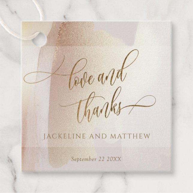 Étiquettes Cadeau Amour et Merci, Blush, Brush en terre cuite, (Devant)