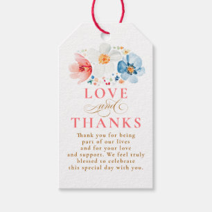 Étiquettes-cadeau Amour et Merci Fleur sauvage Mariage Merci