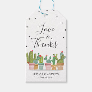 Étiquettes-cadeau Amour et Merci Mariage Fiesta Cactus Mexicaine
