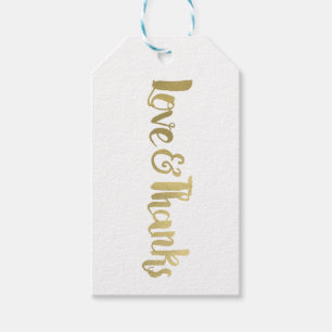 Étiquettes-cadeau Amour et Remerciements en Feuille d'Or Écriture Gr
