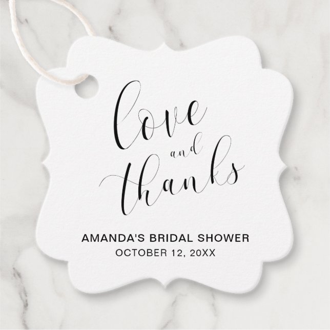 Étiquettes Cadeau Amour et Remerciements Typographie Fête de Mariage (Devant)