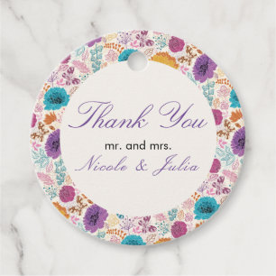 Étiquettes Cadeau Amour Fleurissant Floral Romantique Mariage Rose V